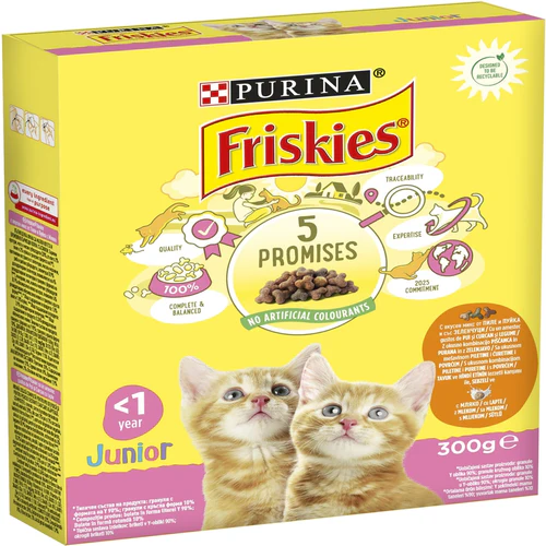 ALC85568 FRISKIES JUNIOR, ukusna kombinacija piletine i puretine, mlijekom, 300g